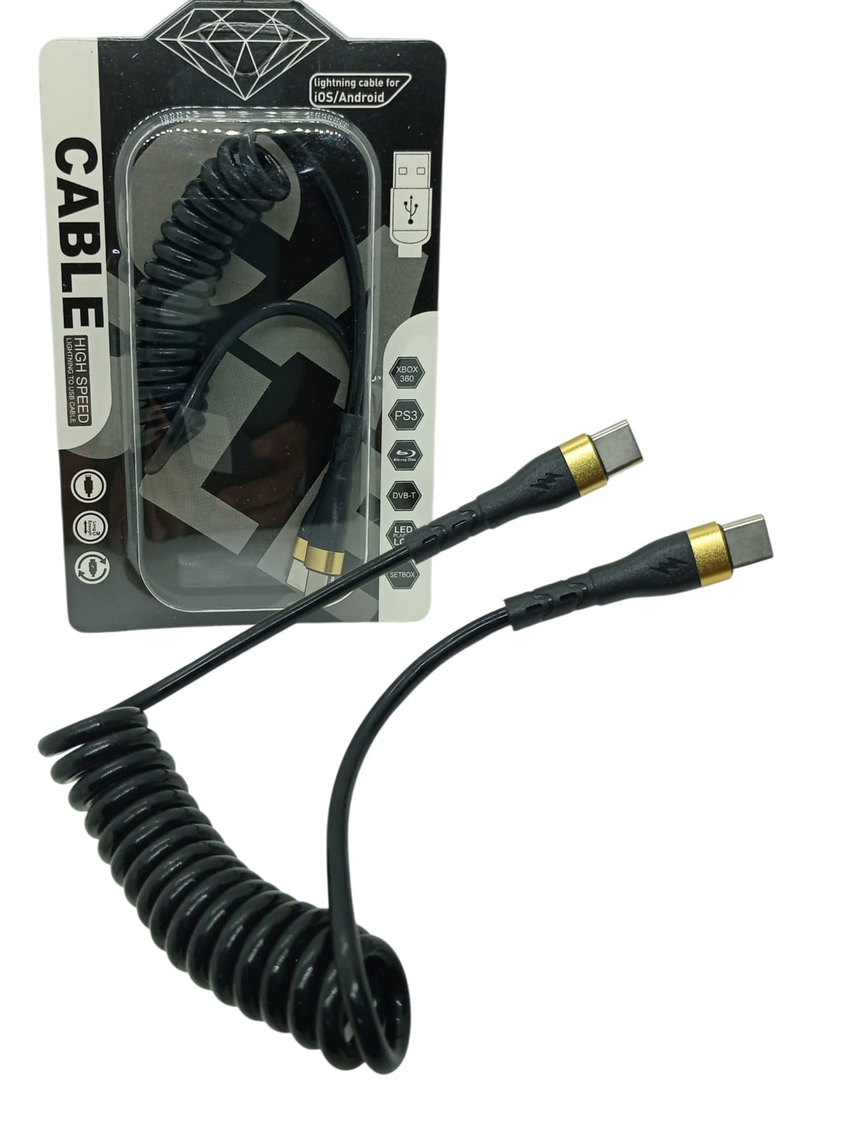 Cable espiral USB-C a USB-C 120W