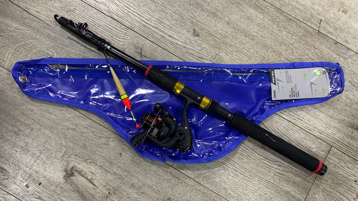 Kit caña de pescar telescópica 2,1 m con estuche, carrete y accesorios | Pesca completa
