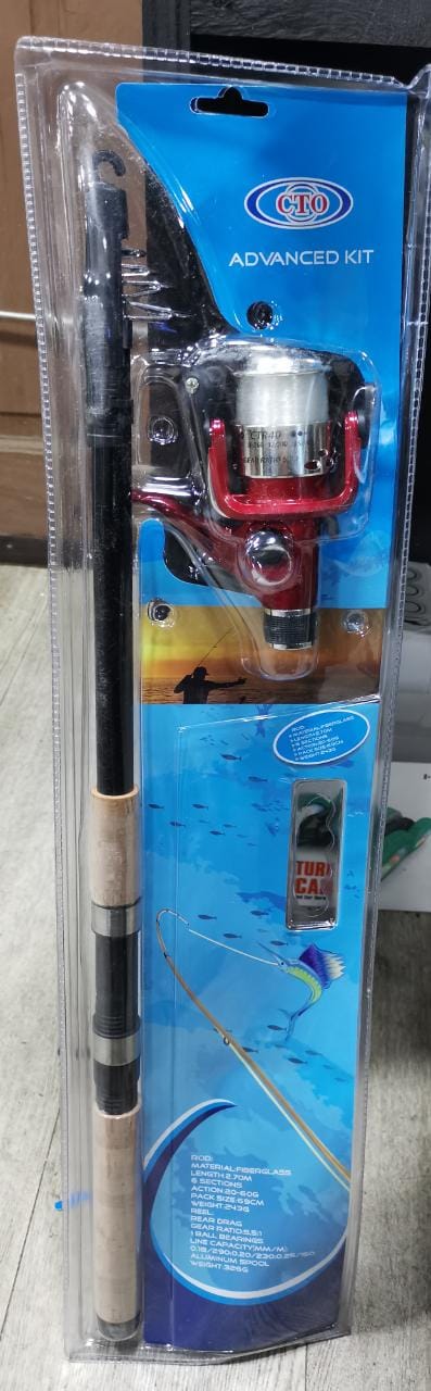 Kit caña de pesca fibra de vidrio 2,7 m con carrete | Para río y lago