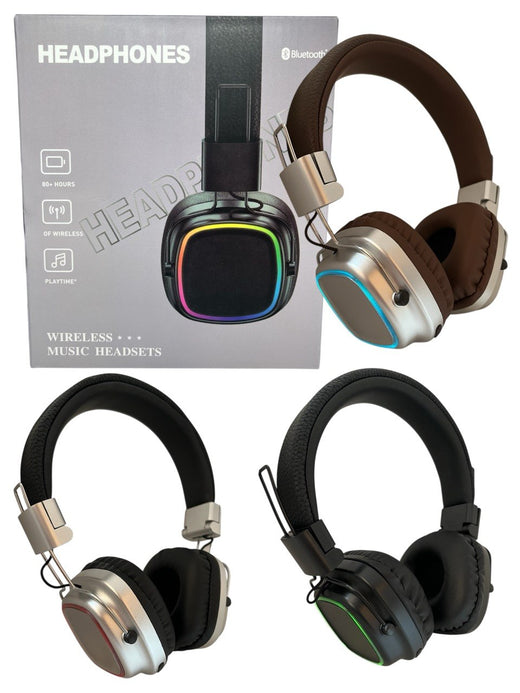 Audífonos Bluetooth RGB con micro SD y entrada auxiliar