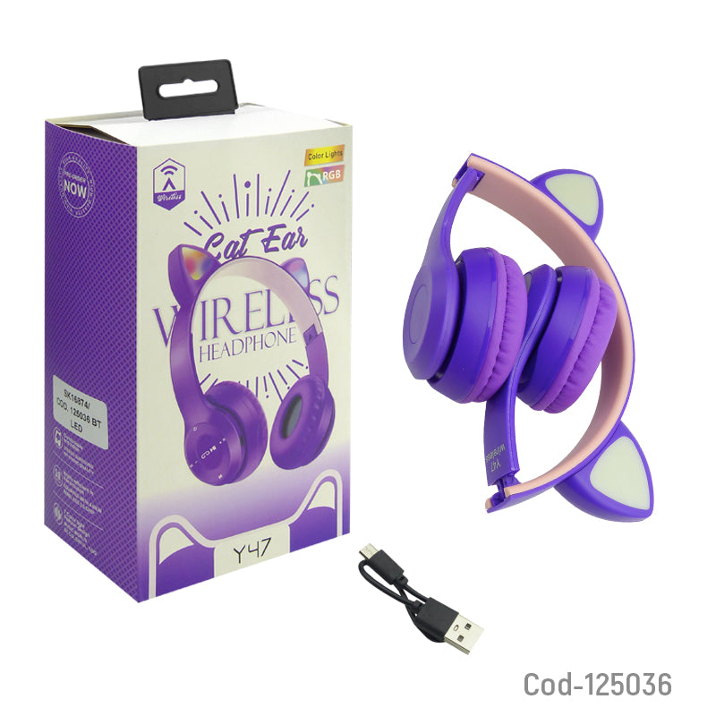 AUDIFONO GATO BLUETOOTH LUCES RGB