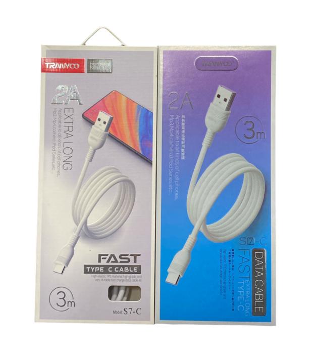 CABLE CELULAR TIPO C 3 METROS 2A USB A TIPO-C