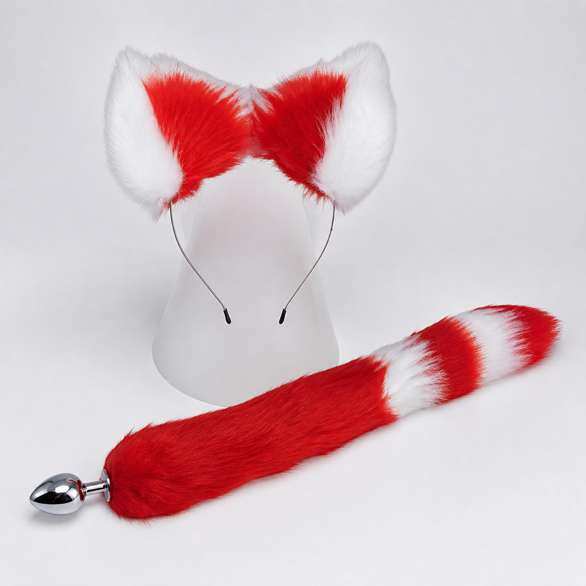 Set de plug anal con cola de zorro | Accesorio de juego íntimo