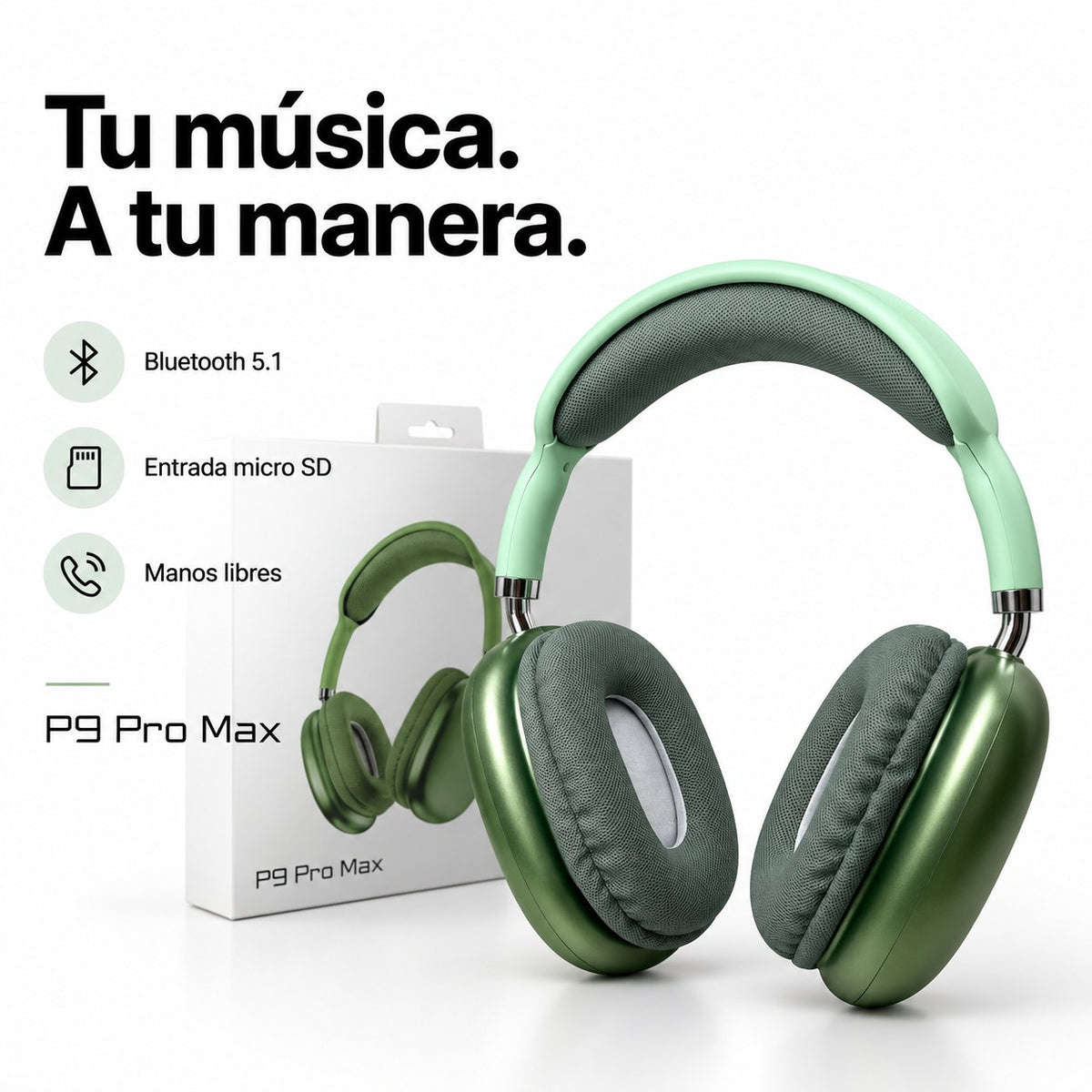 Ilustración IA referencial — P9 Pro Max — Verde — 2/6 Características — P9PRO-GAL-20261016