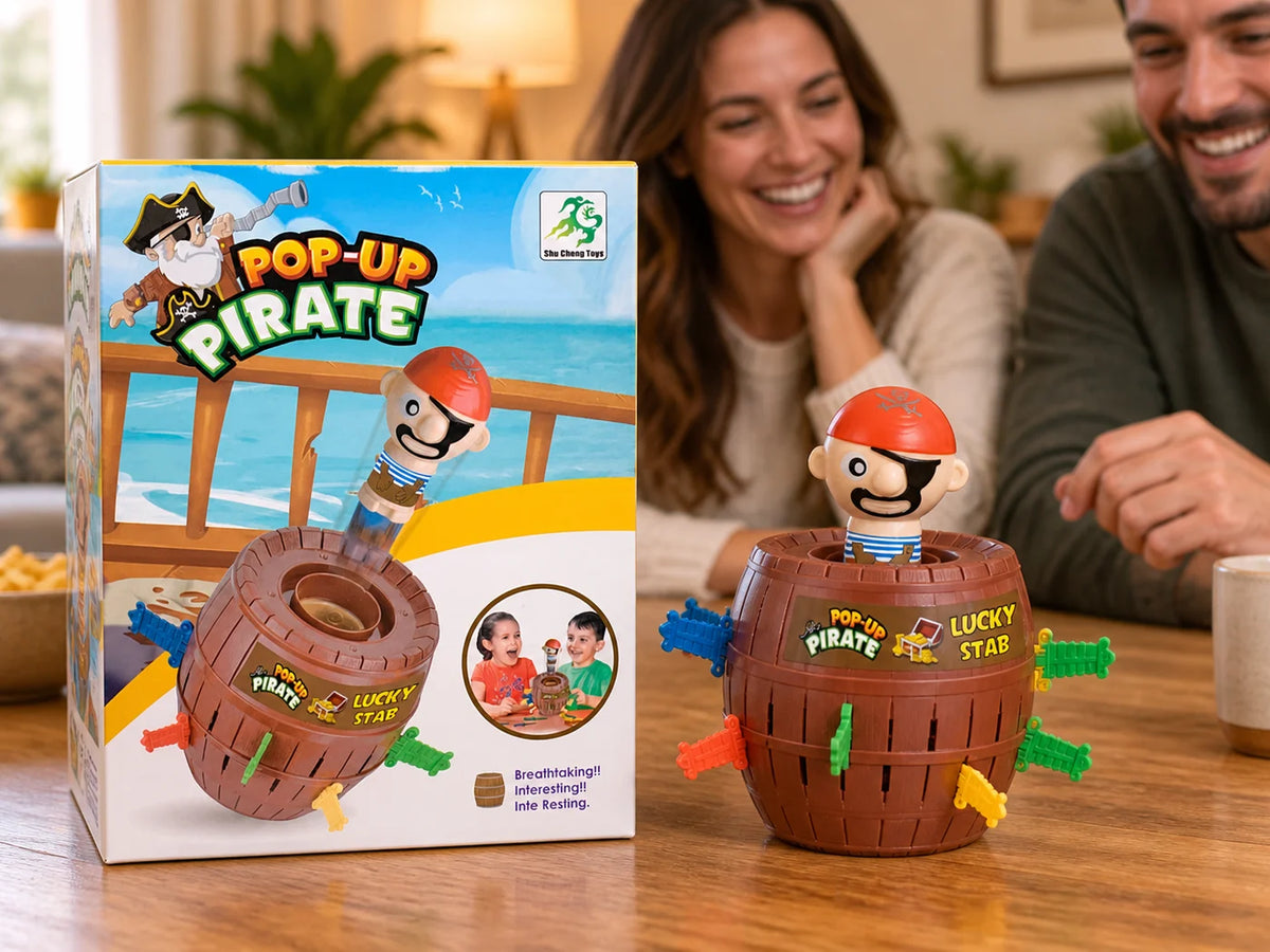 Ilustración IA — barril pirata juego de la suerte — ambientación de uso. Objetos de ambientación no incluidos.