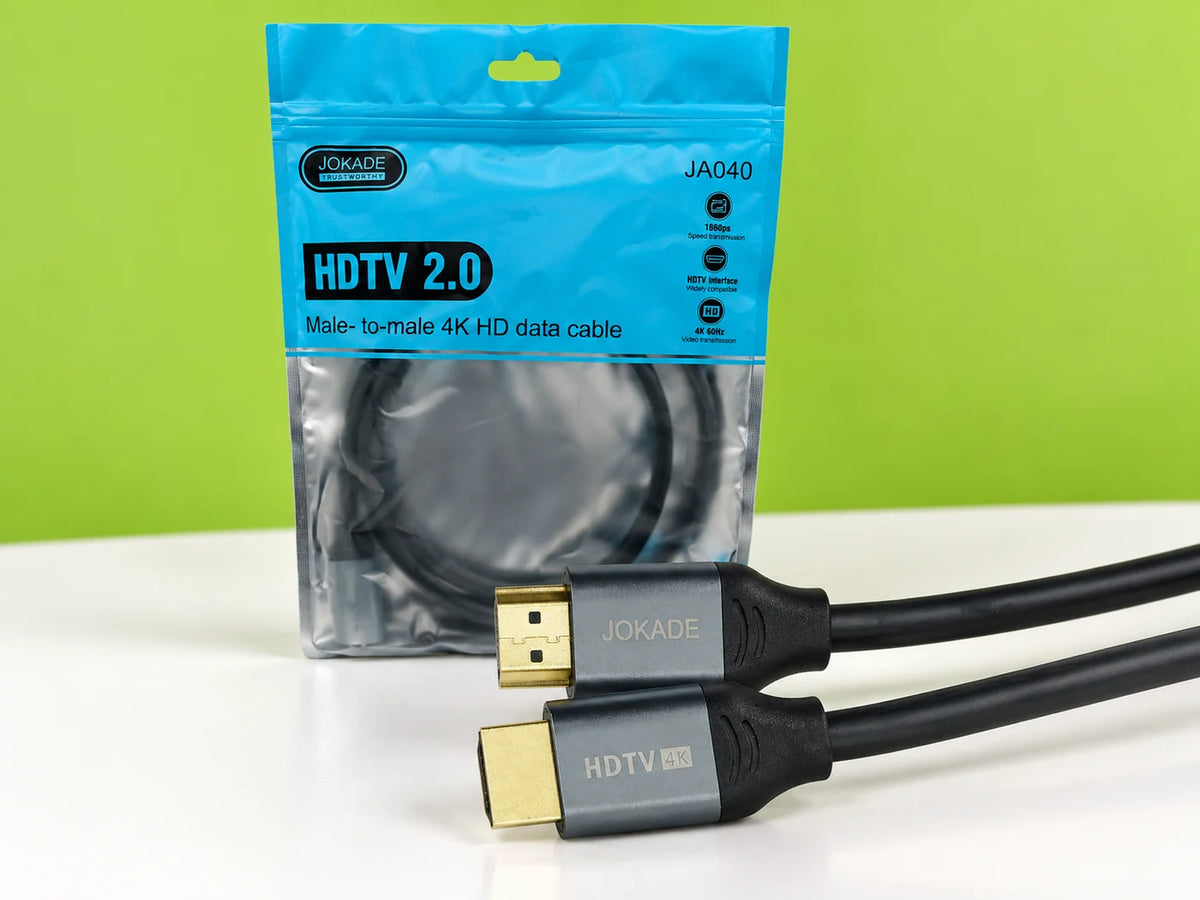 Ilustración IA — cable hdmi 4k 2 metros — vista de detalle. Objetos de ambientación no incluidos.